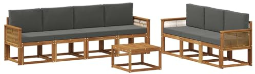 vidaXL Outdoor-Sofagarnitur 8 pcs Natur und Anthrazit Polyester, Gartenlounge, modernes Outdoor-Sofa, Sectional-Möbel, Terrassenkomfort, gemütliche Sitzgelegenheit