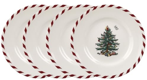 Spode Teller, Weihnachtsbaum, Pfefferminz, 15,2 cm, 4 Stück