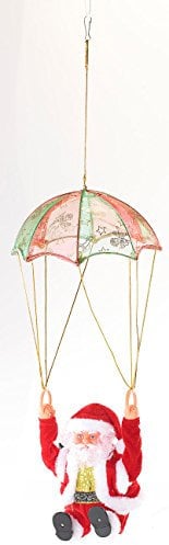 infactory Lustiger Weihnachtsmann: Singender Weihnachtsmann Santa Sky mit Fallschirm (Nikolaus Fallschirm, Kletternder, Weihnachten)
