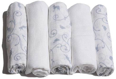 Motherhood 100505 Spucktücher classics, 100% naturreine Baumwolle, Stoffwindeln, Mullwindeln, 5-er Set, blau