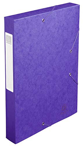 Exacompta 14015H Premium Sammelbox mit Gummizug 40 mm breit aus extra starkem Colorspan-Karton mit Rückenschild für DIN A4 Archivbox Heftbox Dokumentenbox Zeichenbox Sammelmappe lila