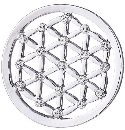 Morella Damen Coin Silber Muster symmetrisch mit Strasssteinen 33 mm