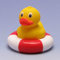 Duckshop I Anatra di gomma in piedi nel salvagente I H : 8 cm