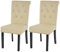 Mendler 2er-Set Esszimmerstuhl Chesterfield II, Stuhl Küchenstuhl, Nieten - Kunstleder, Creme, dunkle Beine