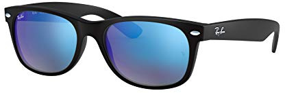 Ray-Ban New Wayfarer Sonnenbrille Black Rubber Blue Flash