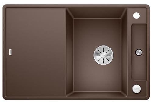 BLANCO AXIA III 45 S-F | Granitspüle aus SILGRANIT cafe | mit | [77x50x20,2 cm] | für 45 cm breite Unterschränke | mit Glasschneidbrett | Reinigungsfreundlich | Einbauart: Flächenbündig