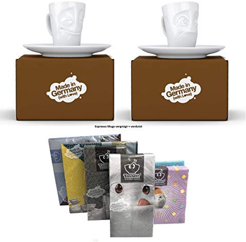 Fiftyeight Espressotassen ESPRESSO MUG 2er Set + SERVIETTEN, 80 ml, VERGNÜGT+VERDUTZT E Mugs 2