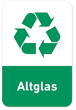 Recycling Aufkleber 8er Set Altglas Mülltonnen Mülleimer (10 x 15)