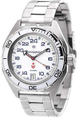 Vostok Wostok Komandirskie 24-Stunden Military Taucheruhr 200m Automatik 2431/650546 russische mechanische Uhr Russland