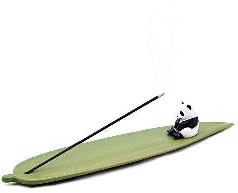 Porte-encens en forme de feuille de bambou et de panda, matériau en céramique au design moderne, idéal pour la méditation, le yoga, la maison, le bureau