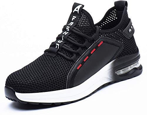 Ayqyc Leichte Arbeitsschuhe Herren S3 Sicherheitsschuhe Damen Sportlich Schutzschuhe Atmungsaktive Stahlkappen Schuhe,weiß/Schwarz, 43