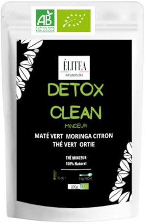 Infusion Bien-Être Naturelle aux Plantes Citron, Moringa, Thé Vert, Ortie et Maté pour Purification, Digestion Saine Nettoyage profond Rapide et Efficace Masse graisseuse