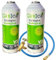 2 ENVASES GAS ECOLOGICO REFRIGERANTE V2 226gr x2 ALTERNATIVO R22/R407C/R410A + VALVULA + MANGUERA