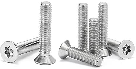 ANSIEDIO Boulons à tête fraisée en acier inoxydable avec colonne, vis à tête plate à six pans creux avec aiguille, Torx vis antivol, M6×50mm,10 pcs