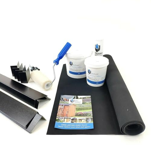 SkyGuard Rubber Roof Kit For Garden Rooms & Outbuildings, EPDM Membrane Trims & Adhesives - Longer Lasting Alternative to Roofing Felt for Sheds (3.5m x 3.5m)