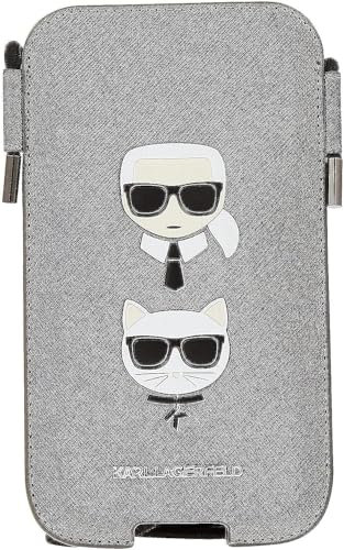 Karl Lagerfeld Tasche KLHCP12MOPHKCG 6,1 grau Saffiano Ikonik Karl&Choupette Head