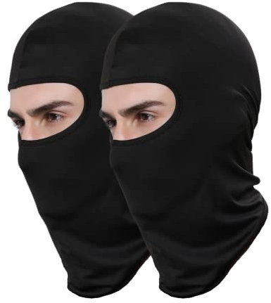Valtreecho 2Pcs Full Face Cover Black Balaclava Protection Warm Windproof Balaclavas for Men Ski Motorcycle Cycling Neck Hat Outdoor Sports