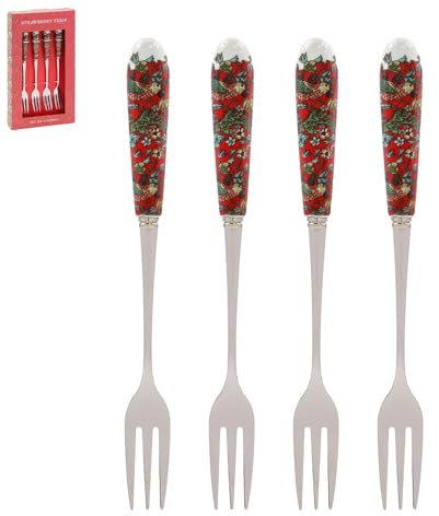 lesser and pavey LP95118 Forks with Ceramic Handles | Strawberry Thief design | Set of 4, Multicolor