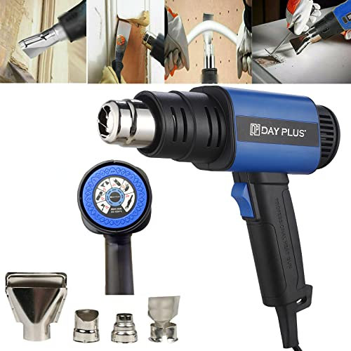 Heat Gun, 2000W Hot Air Gun with 4 Nozzles, 2 Air Flow Rates, Dual Temperature Control (350℃ / 650℃) for DIY, Stripping Paint, Shrinking PVC