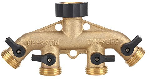 Connecteur en laiton de tuyau jardin 3/4Inch, 3/4 Inch Brass 4 Way Hose Pipe Splitter Nozzle Switcher connecteurs robinet commutateur bec diviseur manières pour l'irrigation jardin(European Thread 3