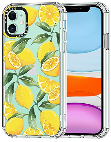 MOSNOVO Case for iPhone 11, [Buffertech 6.6ft Military-Grade Drop Protection] [Anti Peel Off Tech] Clear TPU Bumper Phone Case Cover Design - Lemon