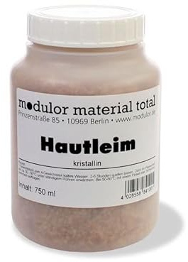 Hautleim, Kunststoffdose mit 750 ml, Kristallin | Sandfarben-transparentes natürliches Leimgranulat aus tierischen Eiweißen; geeignet zur Grundierung von flexiblen Malgründen
