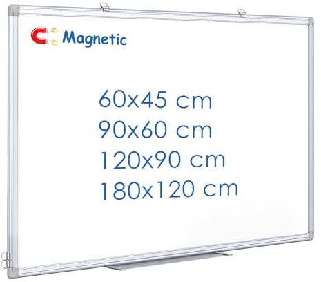 maxtek Whiteboard 60 x 45 cm, Magnetic White Board for Wall, Aluminium Frame WhiteBoard with Pen Tray, Dry Erase Board for Home Office School