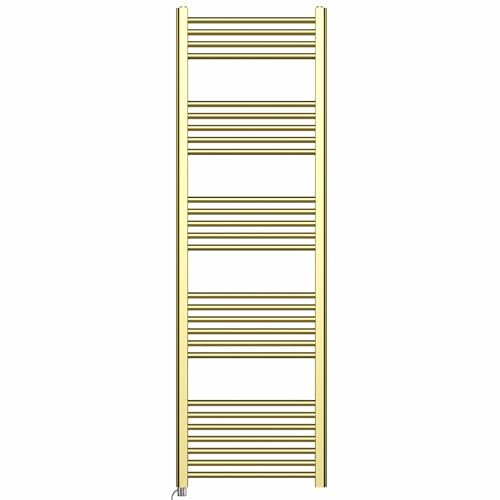 Myhomeware 500mm Wide Gold Electric Bathroom Towel Rail Radiator With Manual Electric Element UK Pre-Filled (500 x 1600 mm (h))