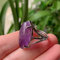 Bague En Pierre Naturelle Pour Femme Grand Œil De Cheval Ouvert Réglable Rond Bague En Cristal Rose Améthyste Opale De Guérison,Améthyste