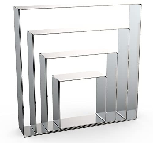 Square Cookie Cutter Set Large - 5 Inch, 4 Inch, 3 Inch, 2 Inch - Geometric Frame Plaque Cookie Cutters Shapes Biscuit Molds - Stainless Steel