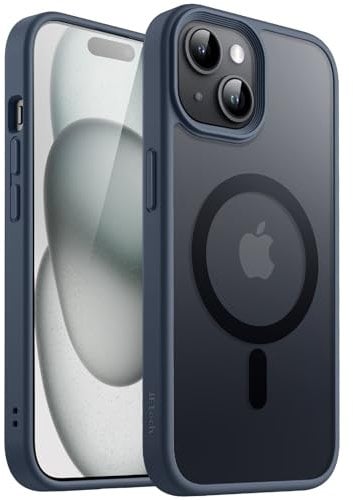 JETech Magnetic Case for iPhone 15 Plus 6.7-Inch Compatible with MagSafe, Translucent Matte Back Slim Shockproof Phone Cover (Storm Blue)