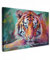 MuchoWow© Bilder Groß 120x80 cm XXL Wohnzimmer Deko Modern Wandbild Foto auf Leinwand Bild Schlafzimmer Room Decor Geschenke Kunstdruck - Bunt - Tiger - Ölgemälde - Tiere - Kunst