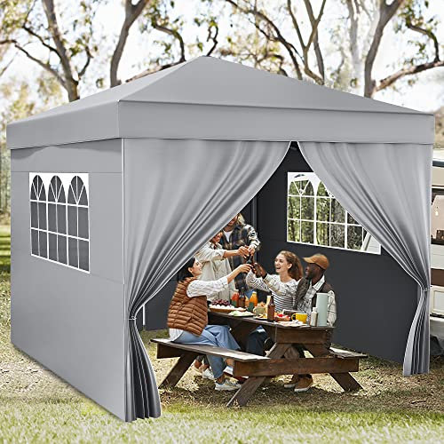 YITAHOME 3X3 wasserdichte Pavillon mit Seitenteilen, Faltbarer Pop up Faltpavillon Outdoor Gartenpavillon Höhenverstellbar Alle Jahreszeiten Anti-UV Für Party Camping Märkte Festival