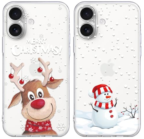 Yoedge 2 × Weihnachten Handyhülle für Apple iPhone 11 Hülle 6,1, Transparent Weihnachts Schutzhülle mit Muster Aesthetic, TPU Silikon Christmas Case Cover für iPhone 11, Weihnachtsbaum