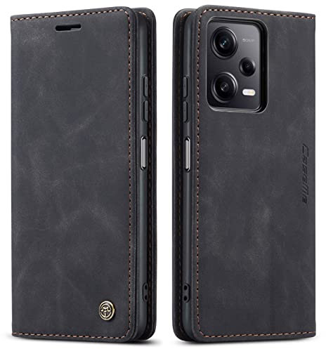 Pnakqil Funda para Xiaomi Redmi Note 12 Pro 5G 6.67, Tapa de Cuero PU Carcasa con Ranura para Tarjeta Soporte Plegable Cierre magnético, Fundas Libro de Piel de Calidad para Redmi Note 12 Pro, Negro