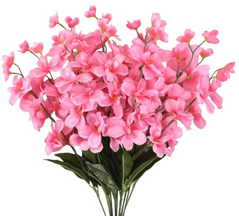 HOKPA Künstliche Orchideenstiele, 68 cm, 12 Stück, rosa Seiden-Orchideen, Blumen für Hochzeit, Brautstrauß, Knopflochblumen, Tischdekoration, Outdoor-Dekoration