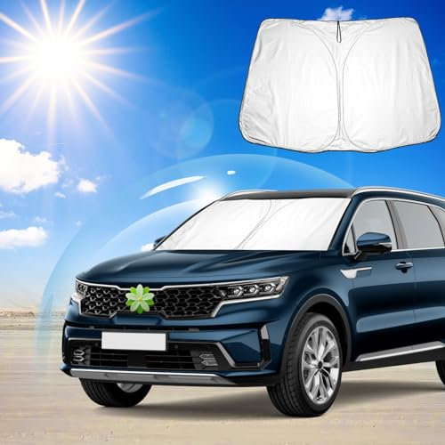 Ruiya Parasol para Parabrisas Delantero Compatible con Kia Sorento MQ4 2020-2024 2025 Parasol Coche Delantero Anti UV Rayos Parabrisas de Coche Parasol Protección Solar para Sorento Accesorios