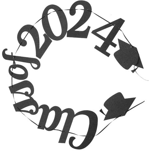 STOBAZA 1satz Abschlussfeier Dekoration Banner Graduation Party Mit Schwarzem Doktorhut Und Class of Für Festlichkeiten Und