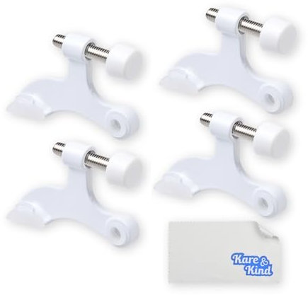 Kare & Kind 4X White Hinge Pin Door Stoppers - with Protective Bumper Tips - Easy to Install - Prevents Wall and Door Damage - Heavy Duty and Adjustable - Home, Office, Patio Doors