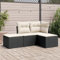 ULUYYUC 4-TLG. Garten-Sofagarnitur, Polsterbank Stehtisch Ecksofa Gartenmöbel Set Geeignet für Balkon Garten Hinterhof Außenbereich mit Kissen Schwarz Poly Rattan