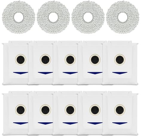 14 Stück Zubehörset für ECOVACS DEEBOT T30 Omni / T30 PRO Omni, 4 Wischtücher,10 Staubbeutel