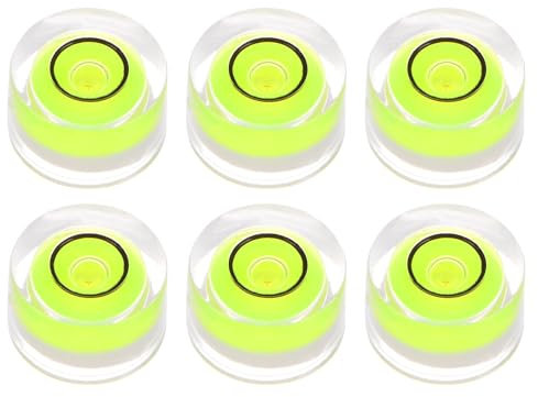sourcing map 6pcs Round Bubble Level 10x6mm Mini Circular Bullseye Spirit Levels for Leveling Camera Tripod Telescope Workshop Turntable Pictures Frame, Green