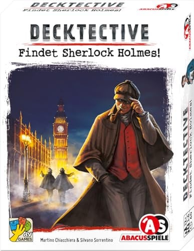 ABACUSSPIELE 38242 – Decktective – Findet Sherlock Holmes!, kooperatives Krimispiel, Kartenspiel