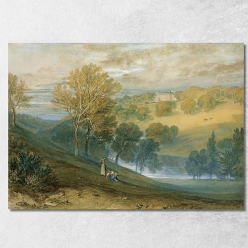Gledhow Sala Yorkshire Joseph Mallord William Turner jwt53 Kunstdruck auf Leinwand, Fine Art, gerahmt, fertig zum Aufhängen, hochwertig, 115 x 80 cm