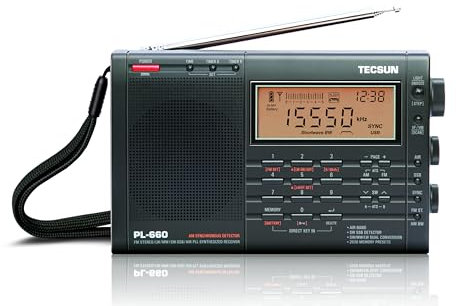 Tecsun PL-660 Receptor Digital multibanda de Radio de Onda Corta, Am/FM/LW/SW/SSB y aérea (118-137 MHz), Negro