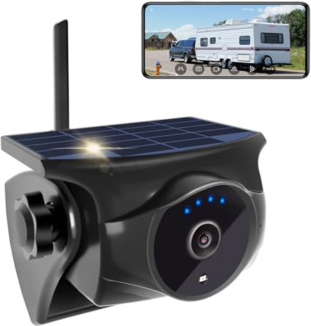 1080P Solar Kabellose Rückfahrkamera – Magnetische WLAN Rückfahrkamera mit Nachtsicht, 365 Tage Standby, IP66, wiederaufladbarer Akku für Anhänger Wohnmobil LKW Auto kompatibel mit Handy Android