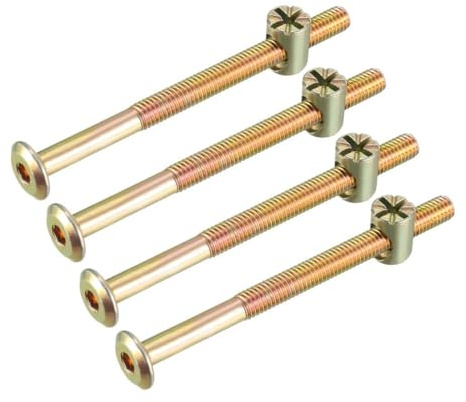 TOP-VIGOR 4Pcs Furniture Bolt Nut Set, M6x80mm Barrel Bolts and Nuts, Hex Socket Head Cap Screws Bolts Nuts, Furniture Cot Bed Bolts Crib Screws for Crib Bunk Bed Furniture Cot