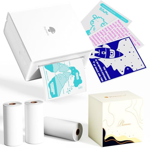Phomemo M02 Sticker Drucker, Mini Thermodrucker für Smartphone Taschedrucker Aufkleber Drucker Mit DREI Rollen Transparentem Farbdruckpapier für Fotos Geschenk Studien Notizen Arbeit Kinder (Weiß)