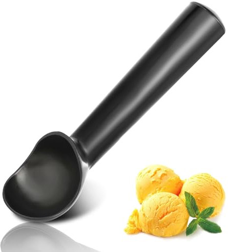 Ice Cream Scoop with Confortable Handle and Easy to Release, Professional Metal Ice Cream Spoon, Ice Cream Scooper Dishwasher Safe（Black）