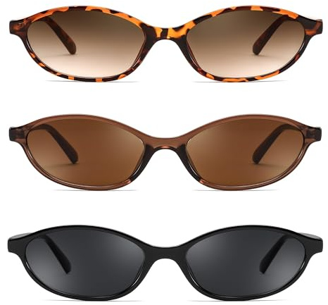 FEISEDY Vintage Oval Katzenaugen Sonnenbrille Damen Klein Schmal B0257 | Retro Cateye Brille mit UV400 Schutz